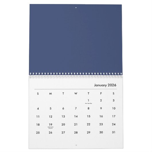 Calendrier Fleurs bleues (Jan 2026)