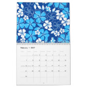 Calendrier Fleurs bleues et blanches (Feb 2027)