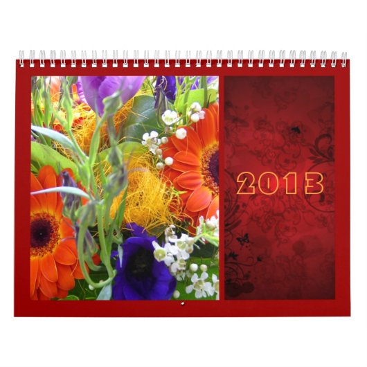 Calendrier Fleurs bouquet floral bund rouge élégant (Protection)