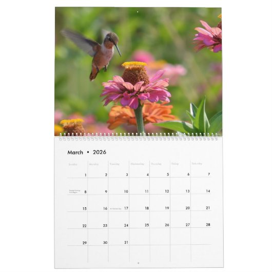 Calendrier Fleurs dans la nature (Mar 2026)