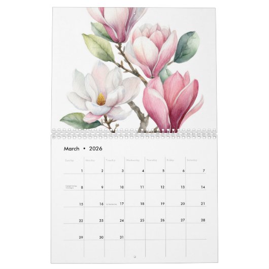 Calendrier Fleurs d'aquarelle par Francoise 12 mois (Mar 2026)