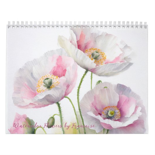 Calendrier Fleurs d'aquarelle par Francoise 12 mois (Protection)