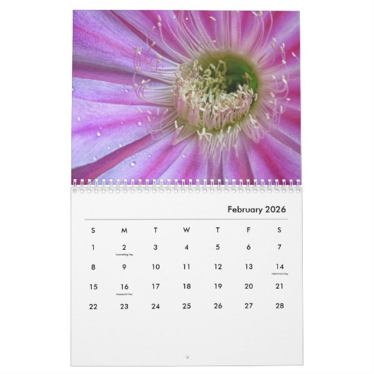 Calendrier Fleurs de cactus (Feb 2026)