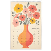Calendrier Fleurs de milieu de siècle en vie simple page (Jan 2027)