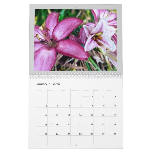 Calendrier Fleurs d'été 2025 (Jan 2026)