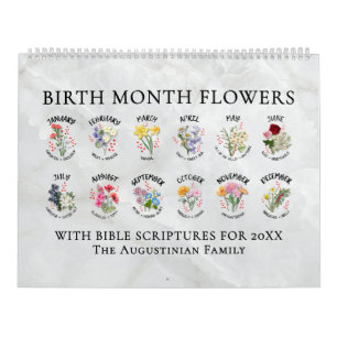 Calendrier FLEURS DU MOIS DE NAISSANCE 2026 Chrétiens