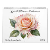 Calendrier Fleurs du mois de naissance Aquarelle Florale (Protection)