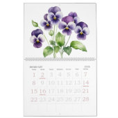 Calendrier Fleurs du mois de naissance Aquarelle Florale (Feb 2026)