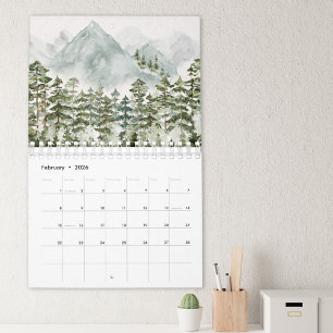 Calendrier Fleurs et Forêt Aquarelle 2026