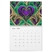 Calendrier Fleurs et torrents de coeur violet (Mar 2026)