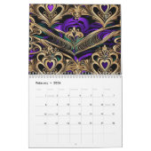 Calendrier Fleurs et torrents de coeur violet (Feb 2026)