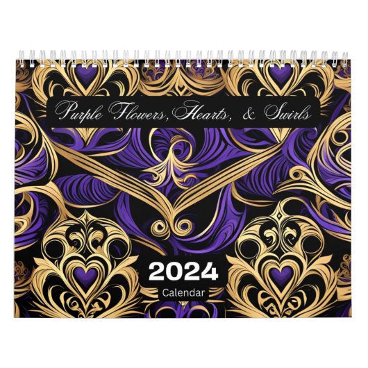 Calendrier Fleurs et torrents de coeur violet (Protection)