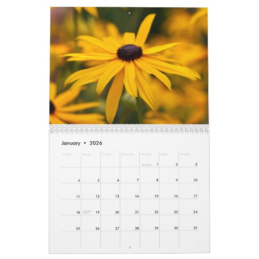 Calendrier Fleurs jaunes (Jan 2026)