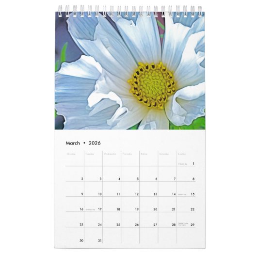 Calendrier Fleurs pour 2023 (Mar 2026)