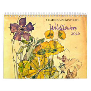 Calendrier Fleurs sauvages d'aquarelle de Charles Mackintosh