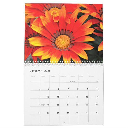 Calendrier Fleurs tropicales (Jan 2026)