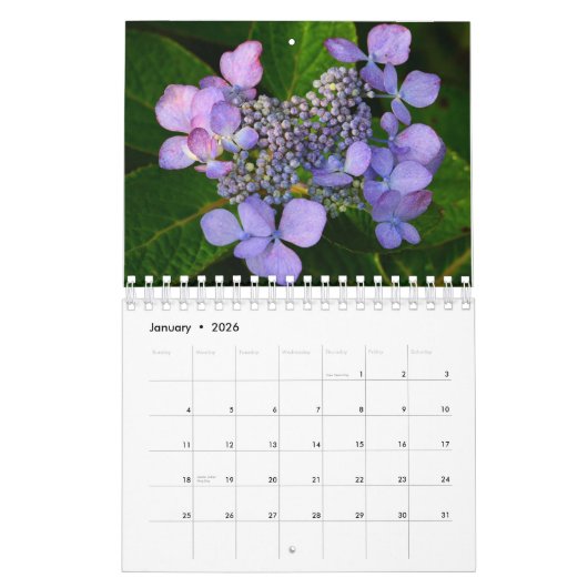 Calendrier Fleurs violettes (Jan 2026)