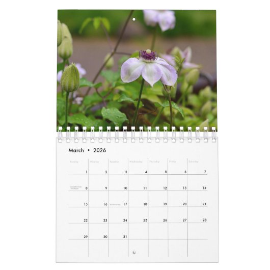 Calendrier Fleurs violettes (Mar 2026)