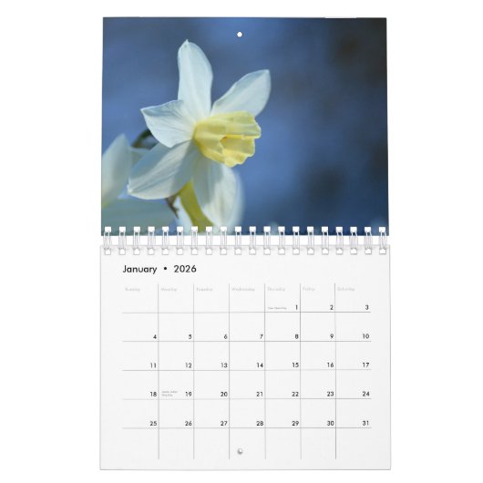 Calendrier floral 2016 (Jan 2026)