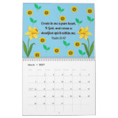Calendrier floral 2024 avec versets bibliques (Mar 2027)