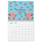 Calendrier floral 2024 avec versets bibliques (Feb 2027)