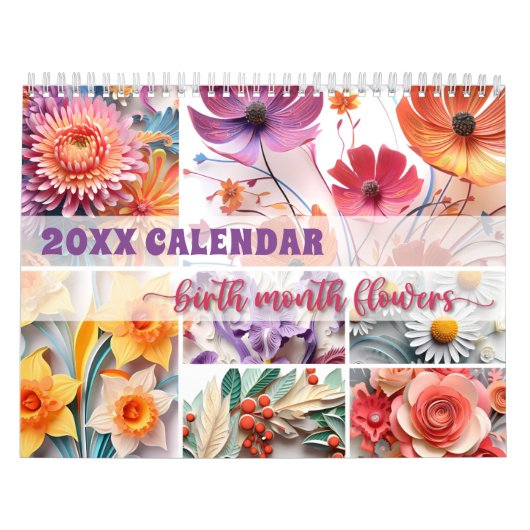 Calendrier floral 2024 Mois de naissance Fleurs Pa (Protection)