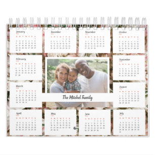 Calendrier Floral Coloré multi photo Famille et amis cadeaux