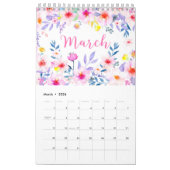 Calendrier floral de jardins d'aquarelle (Mar 2026)