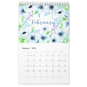 Calendrier floral de jardins d'aquarelle (Feb 2026)