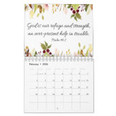 Calendrier floral de vers de bible d'aquarelle (Feb 2026)