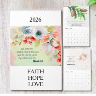 Calendrier floral de versets bibliques 2026