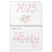 Calendrier floral moderne rose 2023 (Feb 2027)
