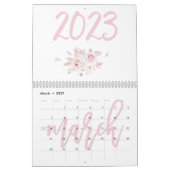 Calendrier floral moderne rose 2023 (Mar 2027)