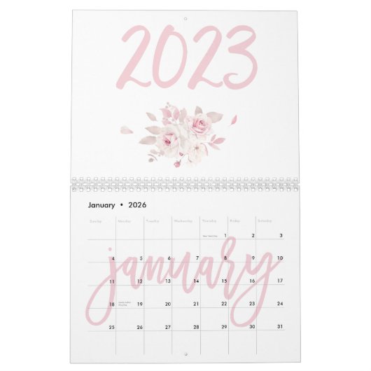 Calendrier floral moderne rose 2023 (Jan 2026)