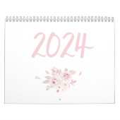 Calendrier floral moderne rose 2024 (Protection)