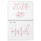 Calendrier floral moderne rose 2024 (Mar 2026)