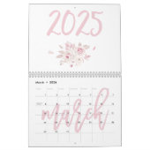 Calendrier floral moderne rose 2025 (Mar 2026)