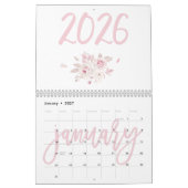 Calendrier floral moderne rose 2026 (Jan 2027)