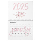 Calendrier floral moderne rose 2026 (Jan 2026)