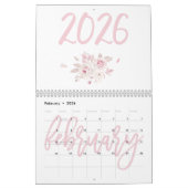 Calendrier floral moderne rose 2026 (Feb 2026)