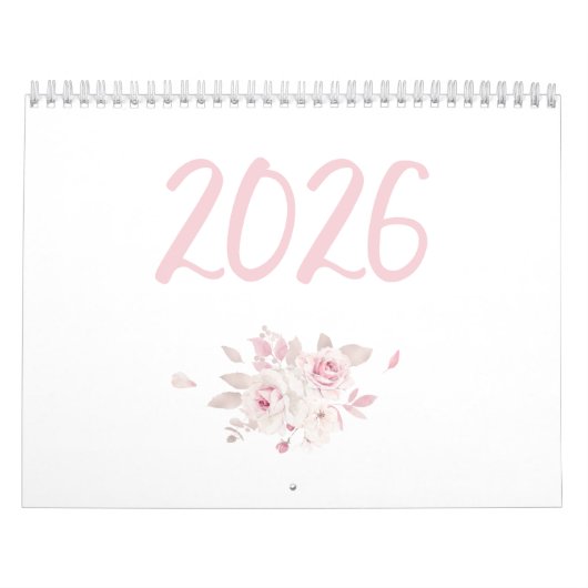 Calendrier floral moderne rose 2026 (Protection)