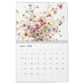 Calendrier Floral moderne rose girly élégant élégant (Mar 2026)