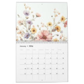 Calendrier Floral moderne rose girly élégant élégant (Jan 2026)