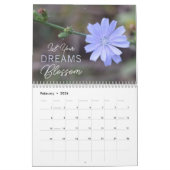 Calendrier floral pourpre avec citations inspirant (Feb 2026)