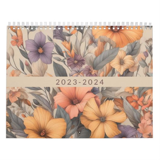 Calendrier Floral rustique vintage élégant élégant (Protection)