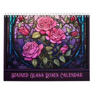 Calendrier Flore Rose en verre satiné
