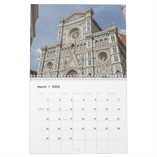 Calendrier Florence 2026 (Mar 2026)