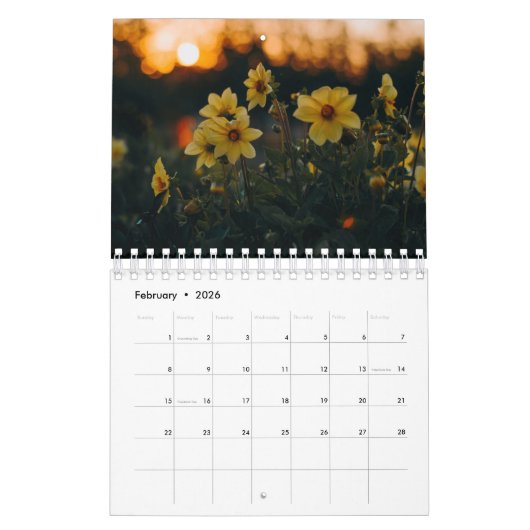 Calendrier Flower 2026 (Feb 2026)