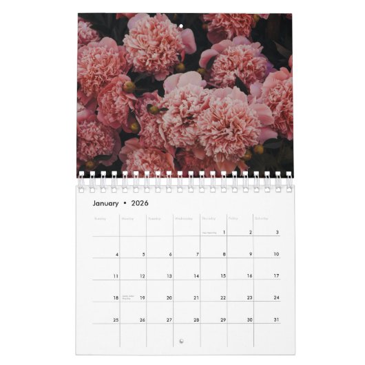 Calendrier Flower 2026 (Jan 2026)