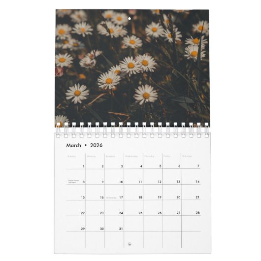 Calendrier Flower 2026 (Mar 2026)